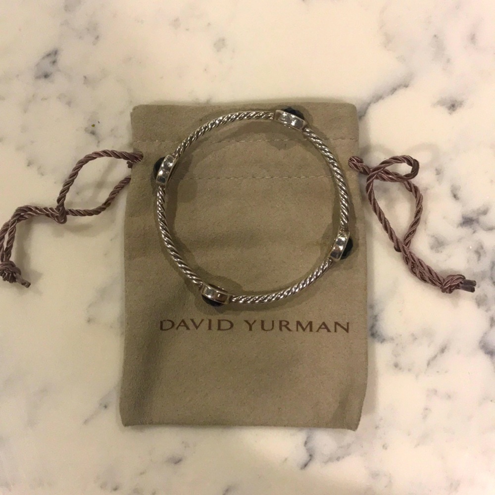 David Yurman Four Station Black Onyx Cable Bangle